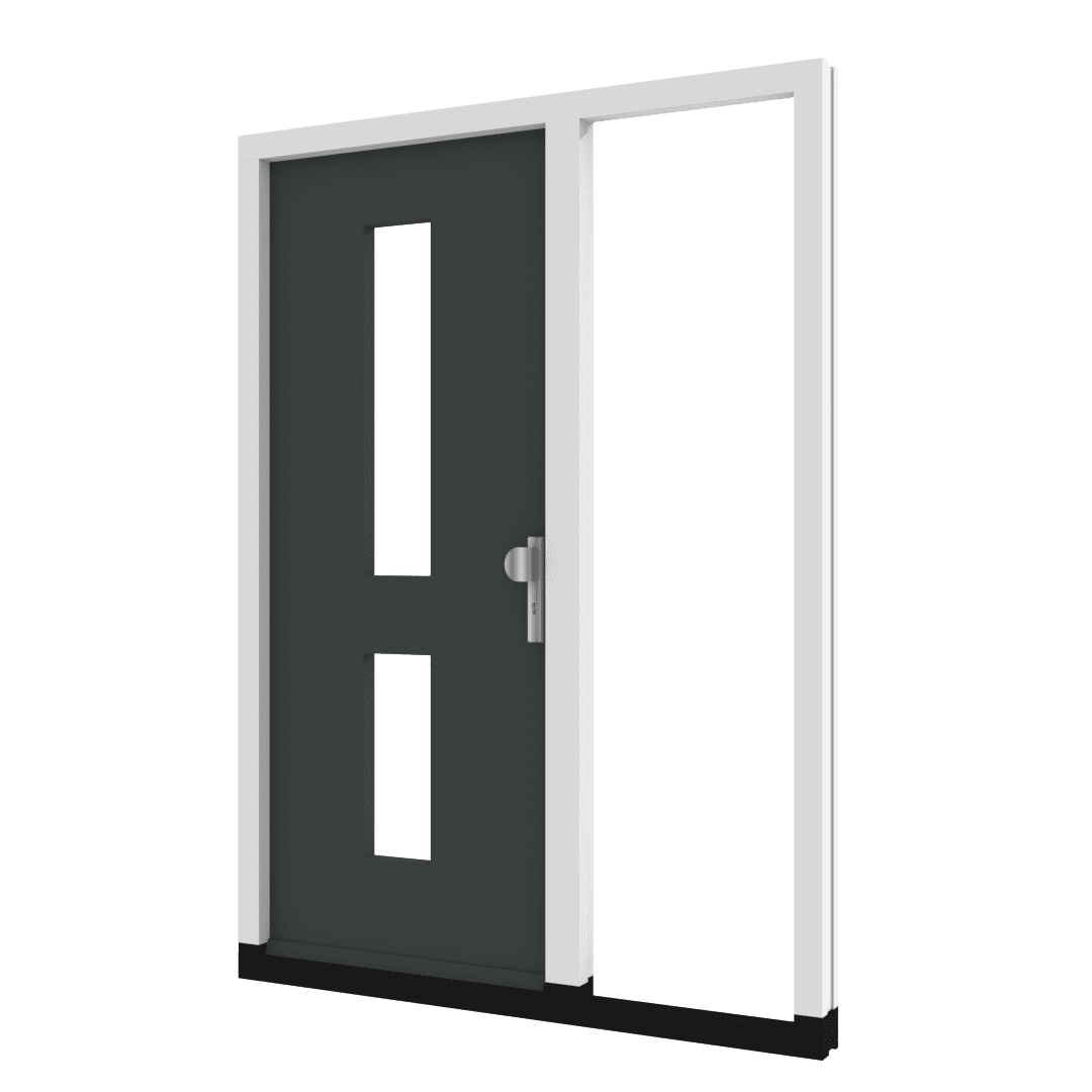 Houten voordeur TH04 met twee velden van glas met zijlicht aan rechterzijde