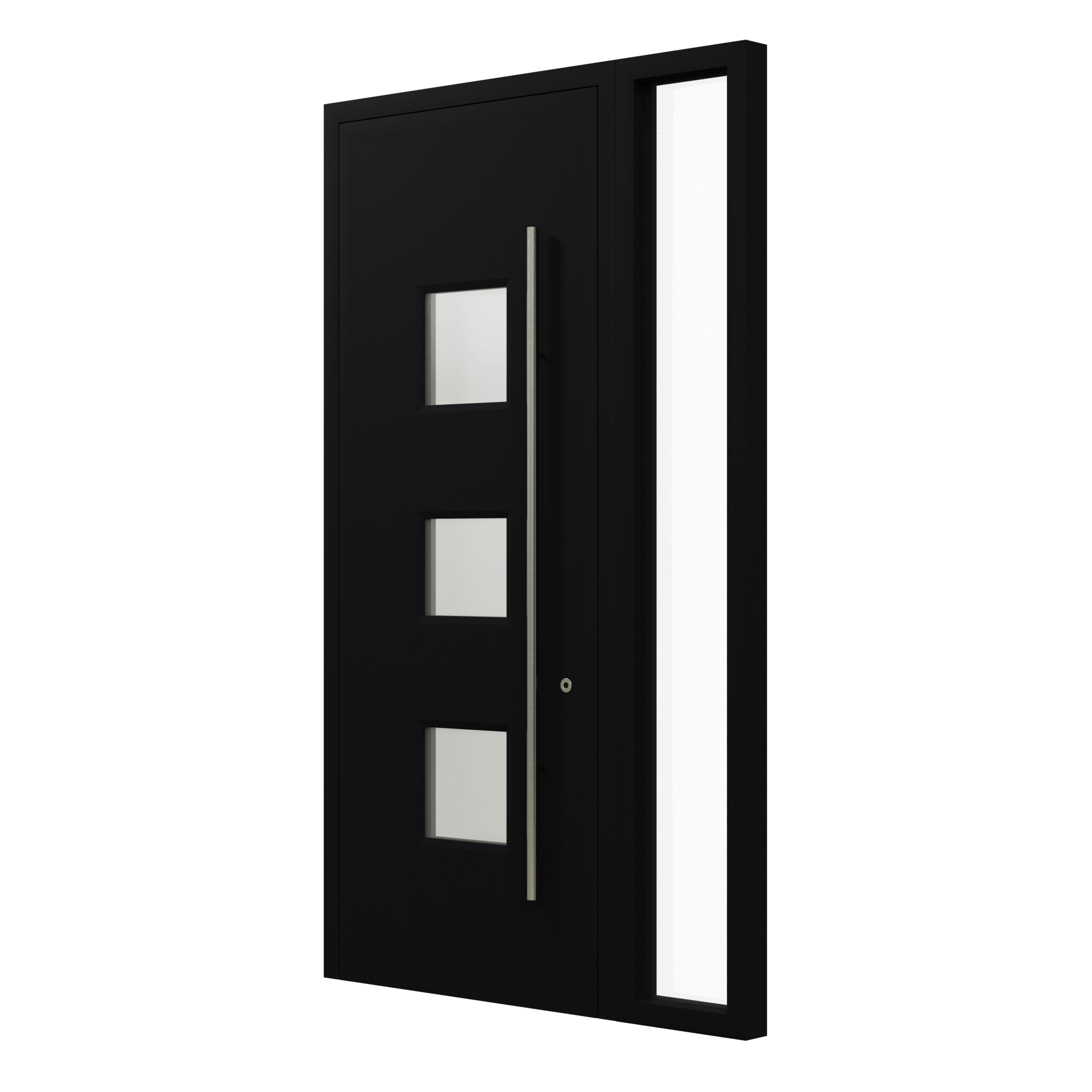 Voordeur met zijlicht rechts (binnendraaiend) aluminium drie glas velden